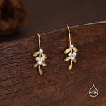 Sterling Silver Pearl Mistletoe Drop Hook Earrings