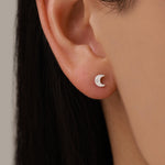 Tiny Moon and Star Mismatched Stud Earrings in Sterling Silver, Silver, Gold or Rose Gold, Small Star Earrings, Celestial Jewellery