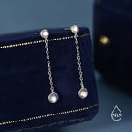 Double Moonstone Dangle Earrings in Sterling Silver, Silver or Gold, Round Lab Moonstone Bezel Earrings, Two Moonstone Earrings