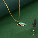 Sterling Silver Enamel Kingfisher Necklace, Bird Necklace