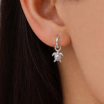 Sterling Silver Sea Turtle Huggie Hoops, Silver, Gold or Rose Gold, Detachable Cute Turtle Hoop Earrings, Ocean Creature Earrings