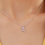 Tiny CZ Tulip Flower Pendant Necklace in Sterling Silver, Silver or Gold or Rose Gold, CZ Flower Necklace, CZ Floral Necklace