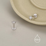 Sterling Silver Tiny CZ Star 16g Flat Back Stud Earrings UK