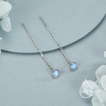 Blue Opal Dot Threader Earrings in Sterling Silver, Lab Opal Ear Threaders, Silver or Gold, Opal Threaders, Chain Earrings
