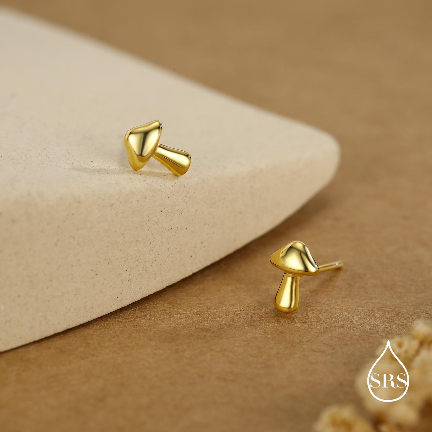 Sterling Silver Tiny Mushroom Stud Earrings