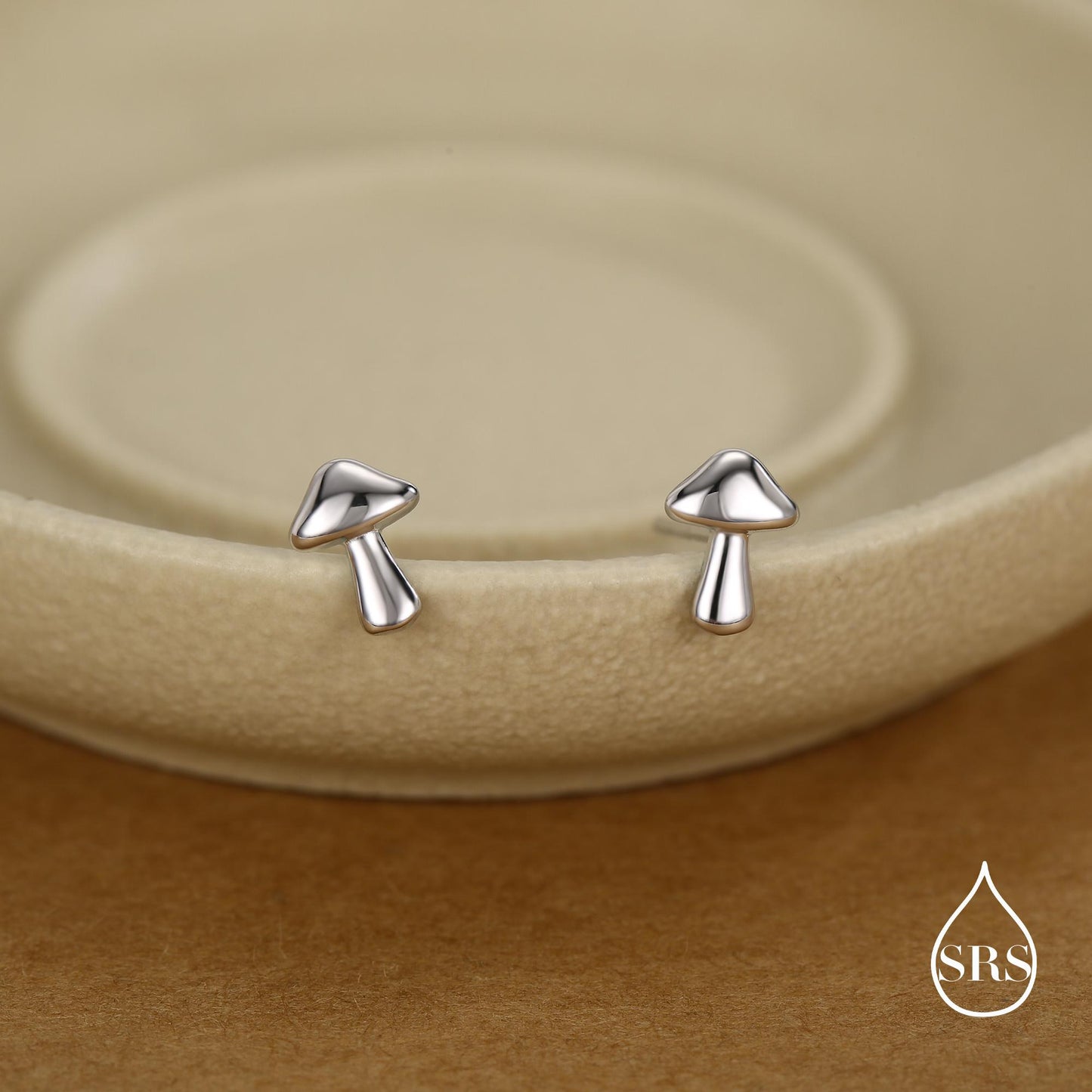 Sterling Silver Tiny Mushroom Stud Earrings