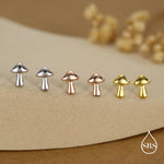 Sterling Silver Mushroom 18G Screw Back Earrings
