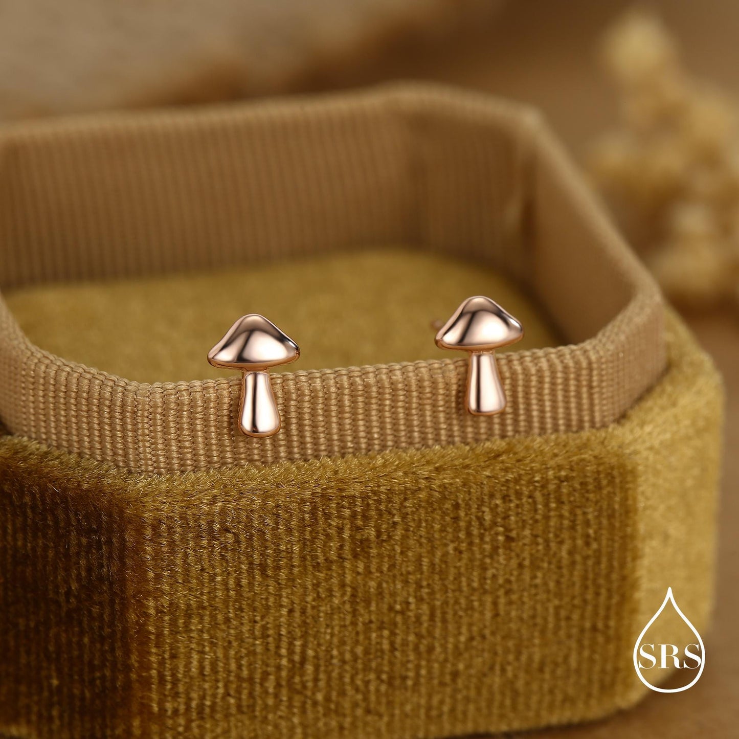 Sterling Silver Tiny Mushroom Stud Earrings