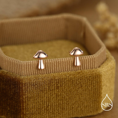 Sterling Silver Tiny Mushroom Stud Earrings