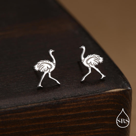 Sterling Silver Ostrich Stud Earrings