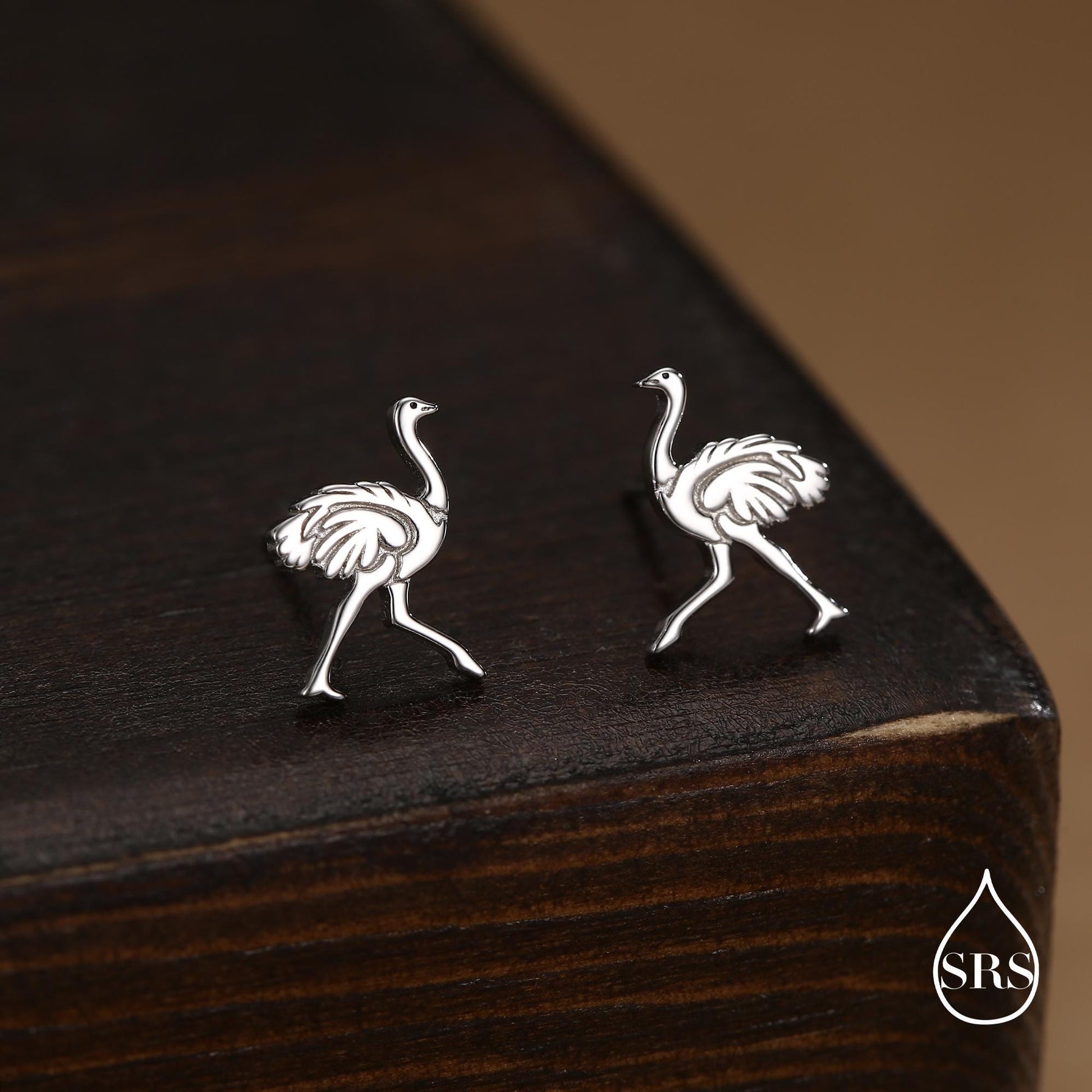 Sterling Silver Ostrich Stud Earrings