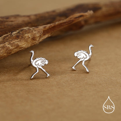 Sterling Silver Ostrich Stud Earrings
