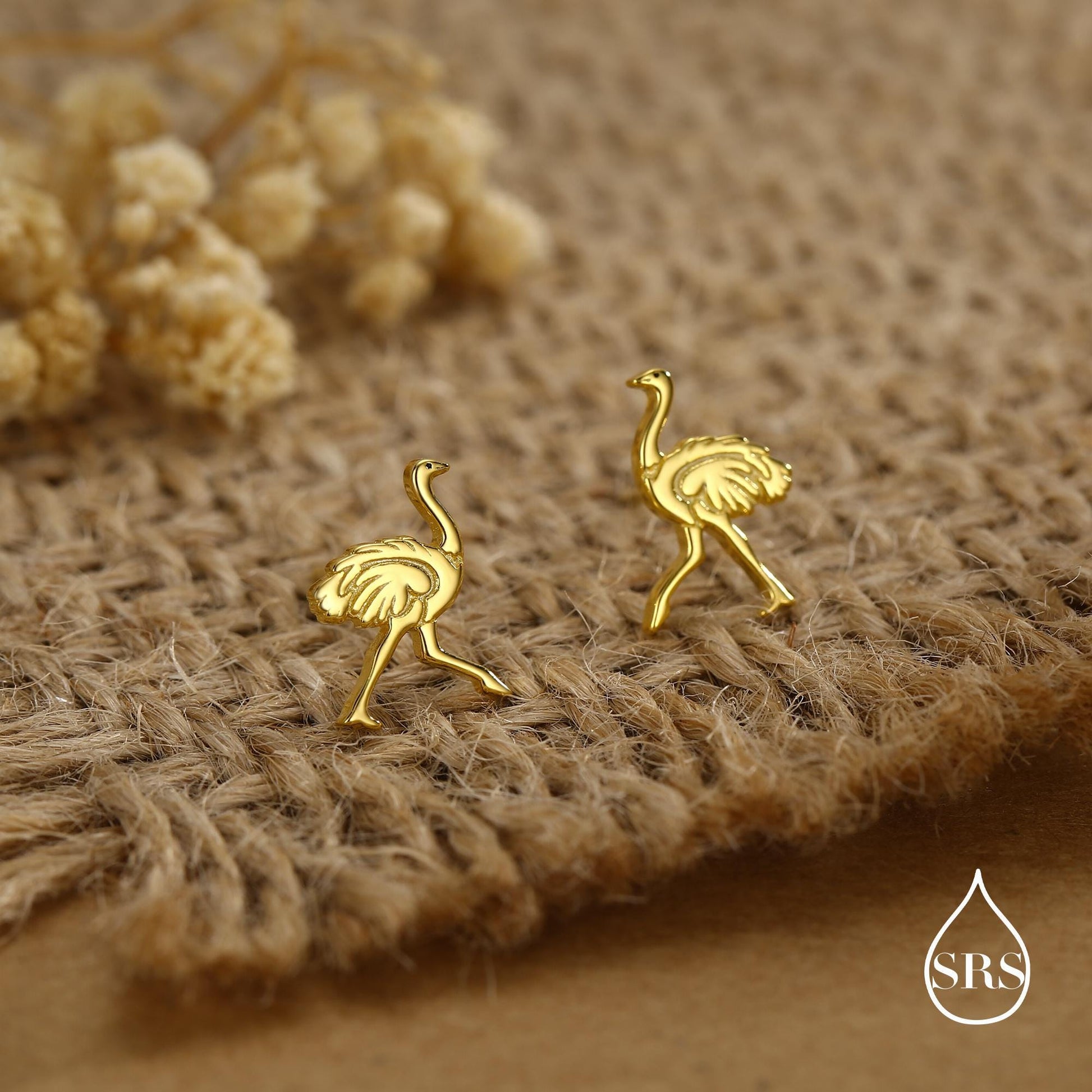 Sterling Silver Ostrich Stud Earrings