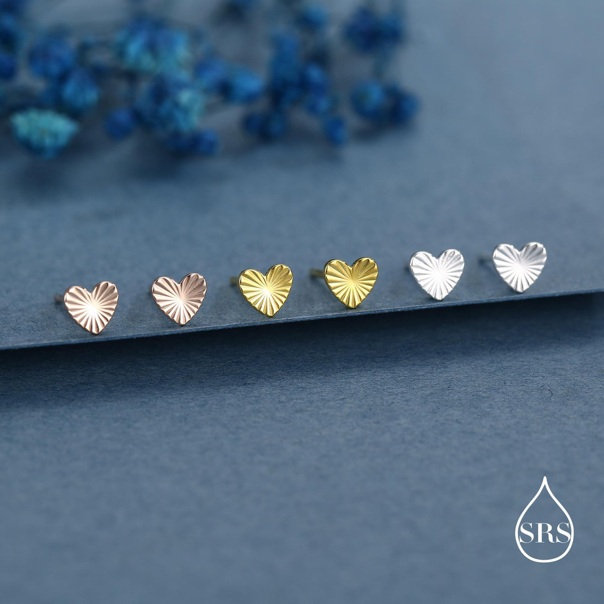 Sterling Silver Sunburst Heart 18G Screw Back Earrings