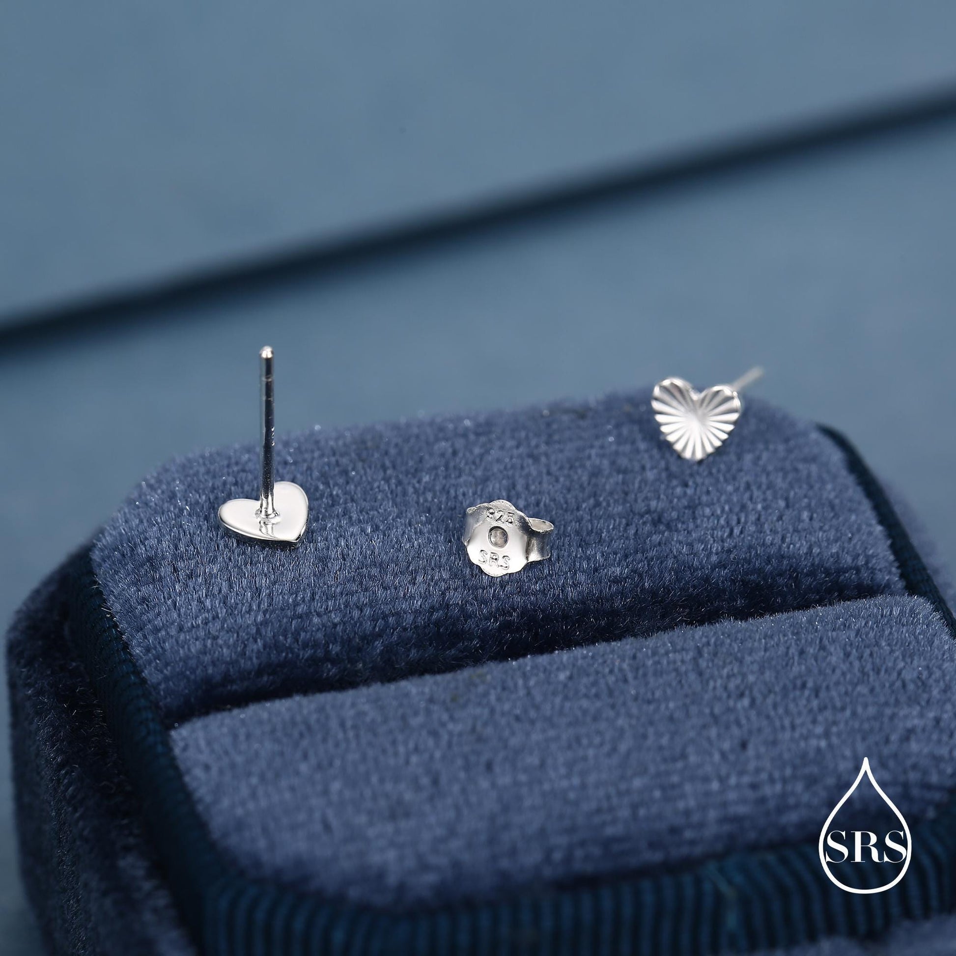 Sterling Silver Sunburst Heart Stud Earrings