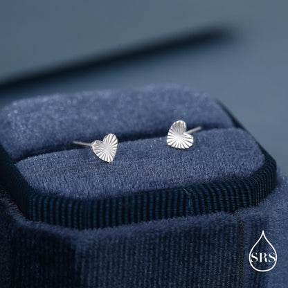 Sterling Silver Sunburst Heart Stud Earrings