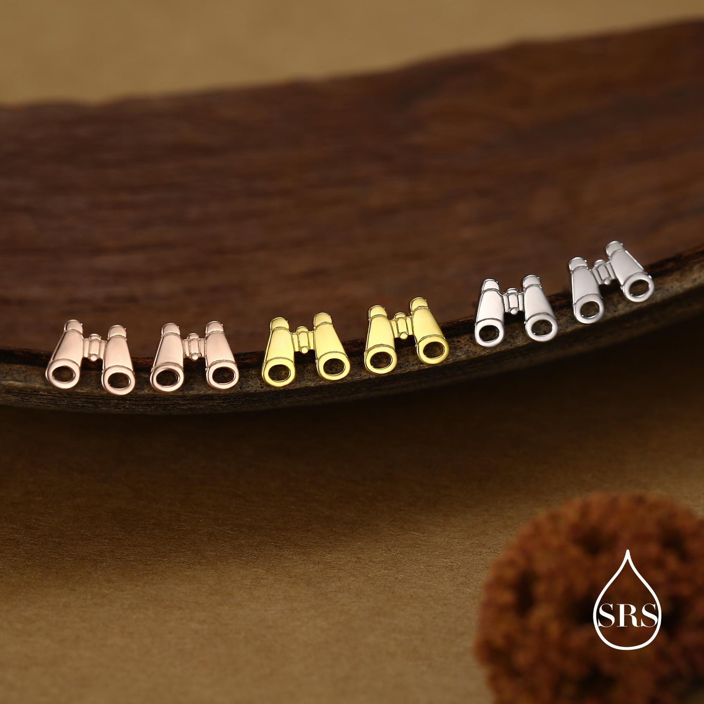Sterling Silver Binocular Stud Earrings