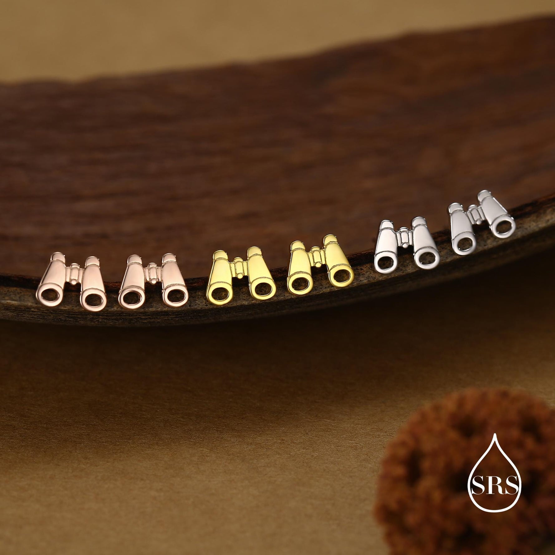 Sterling Silver Binocular Stud Earrings
