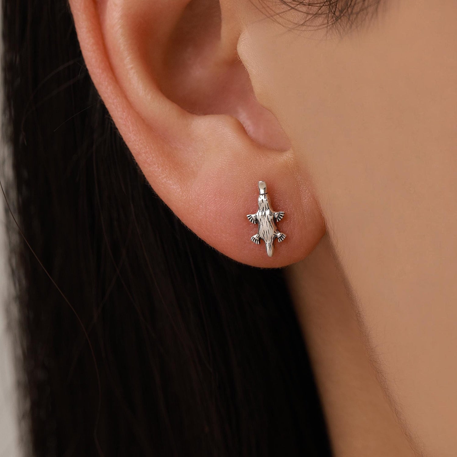 Sterling Silver Platypus Stud Earrings