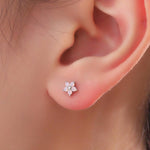 Tiny Opal Pink CZ Flower Stud Earrings in Sterling Silver, Silver or Gold, Extra Small Opal Pink Flower Earrings, Pink Flower Earrings