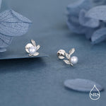 Sterling Silver Pearl Leaf 16G Flat Back Earrings Internally Threaded