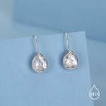 Sterling Silver CZ Droplet Drop Earrings in Sterling Silver, Silver or Gold, Chunky Pear Shape Hook Earrings