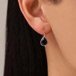 Sterling Silver Onyx Black CZ Droplet Drop Earrings in Sterling Silver, Silver or Gold, Chunky Pear Shape Hook Earrings