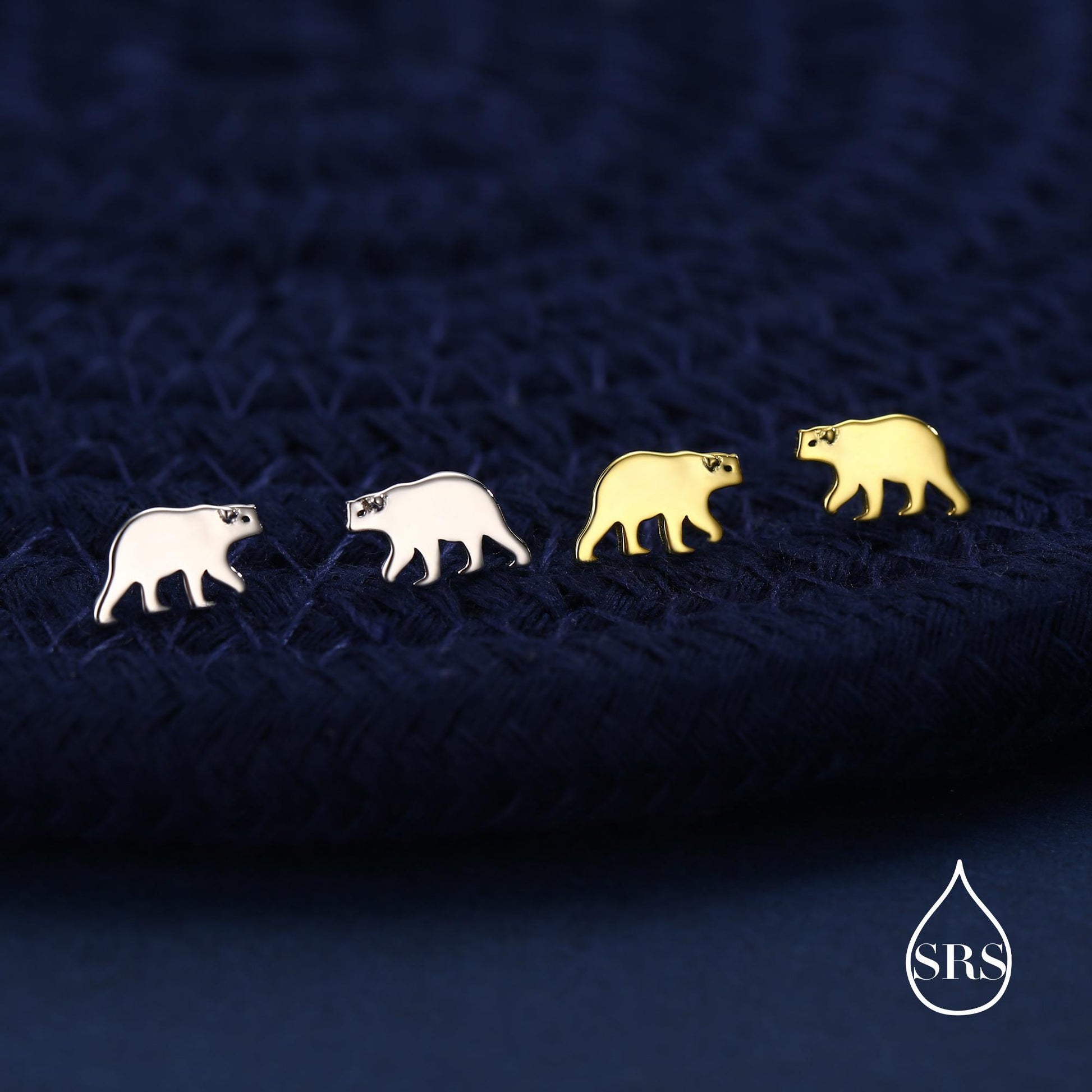 Brown Bear Stud Earrings in Sterling Silver, Silver or Gold, Nature Inspired, Fun and Quirky Earrings