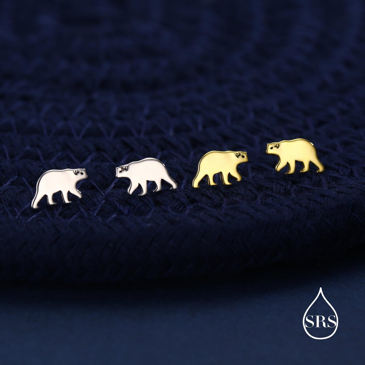 Brown Bear Stud Earrings in Sterling Silver, Silver or Gold, Nature Inspired, Fun and Quirky Earrings