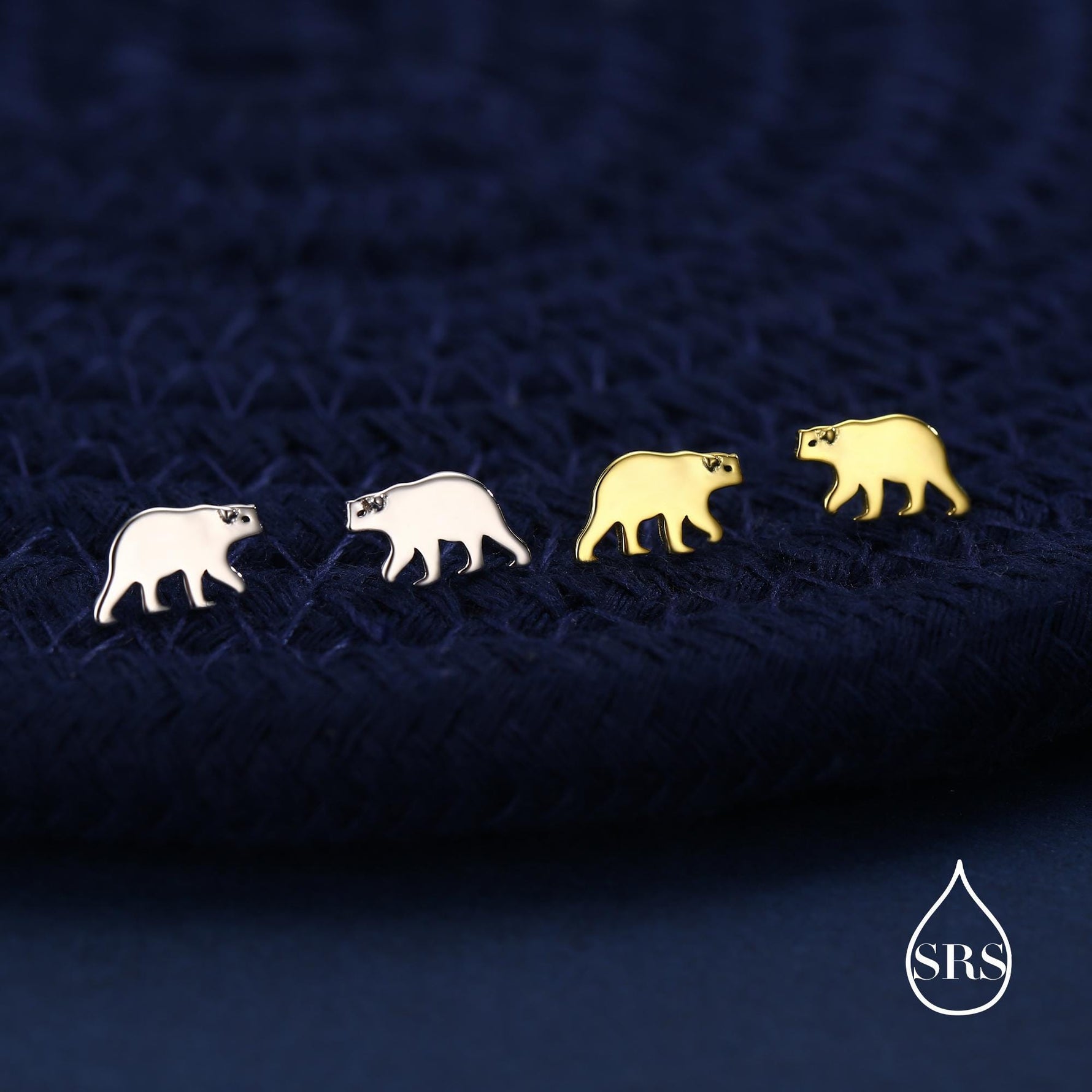 Brown Bear Stud Earrings in Sterling Silver, Silver or Gold, Nature Inspired, Fun and Quirky Earrings