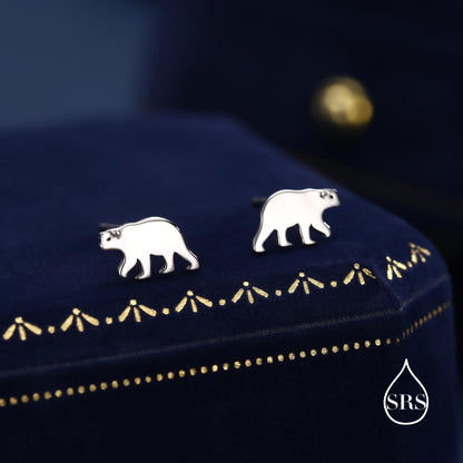 Brown Bear Stud Earrings in Sterling Silver, Silver or Gold, Nature Inspired, Fun and Quirky Earrings