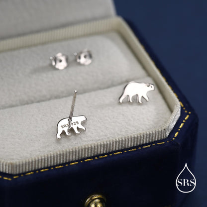 Brown Bear Stud Earrings in Sterling Silver, Silver or Gold, Nature Inspired, Fun and Quirky Earrings