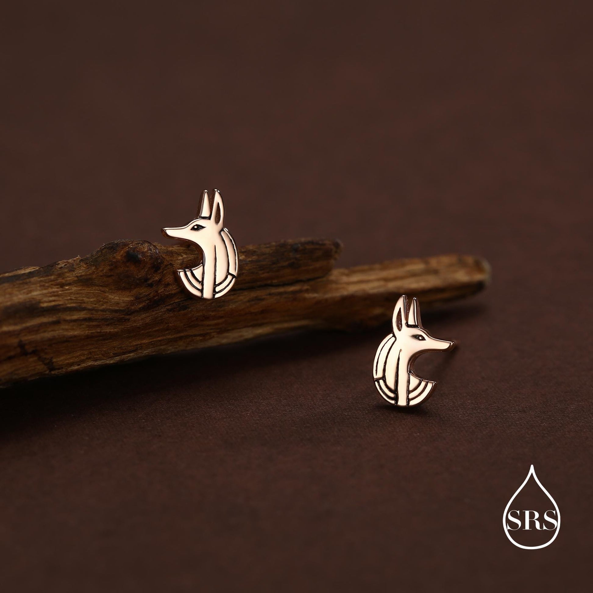 Sterling Silver Anubis Jackal Stud Earrings
