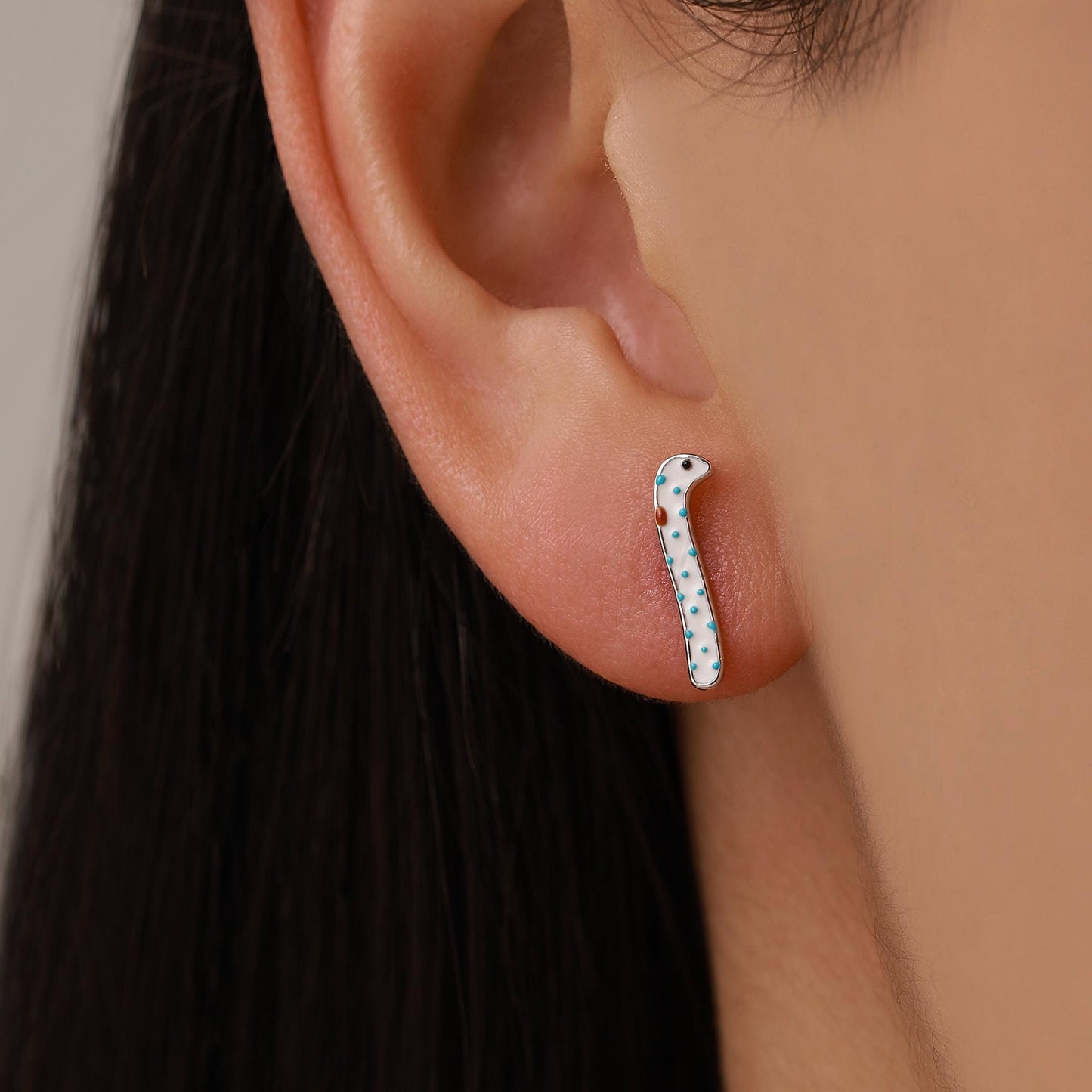 Sterling Silver Mismatched Garden Eel Enamel Stud Earrings