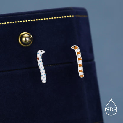 Sterling Silver Mismatched Garden Eel Enamel Stud Earrings