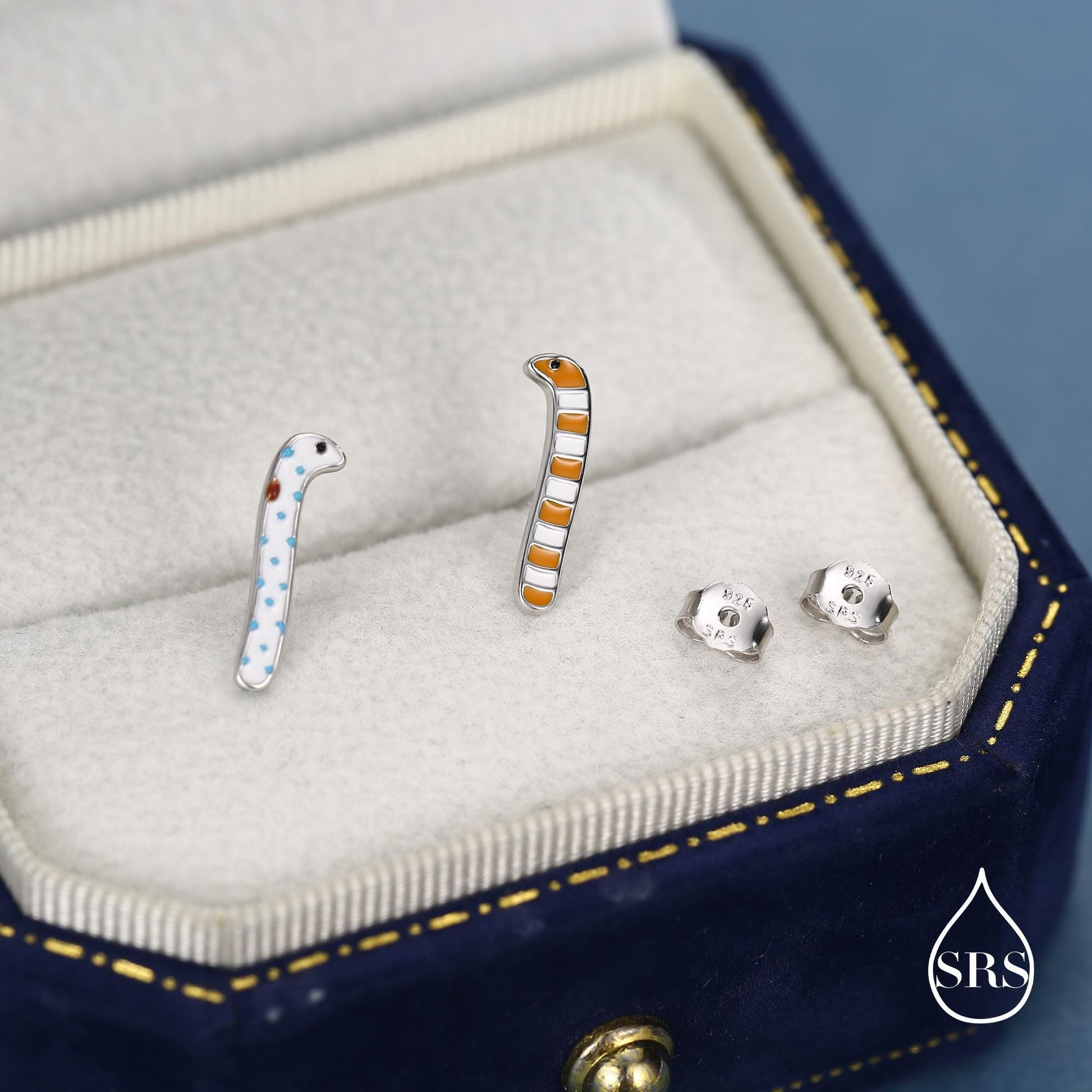 Sterling Silver Mismatched Garden Eel Enamel Stud Earrings