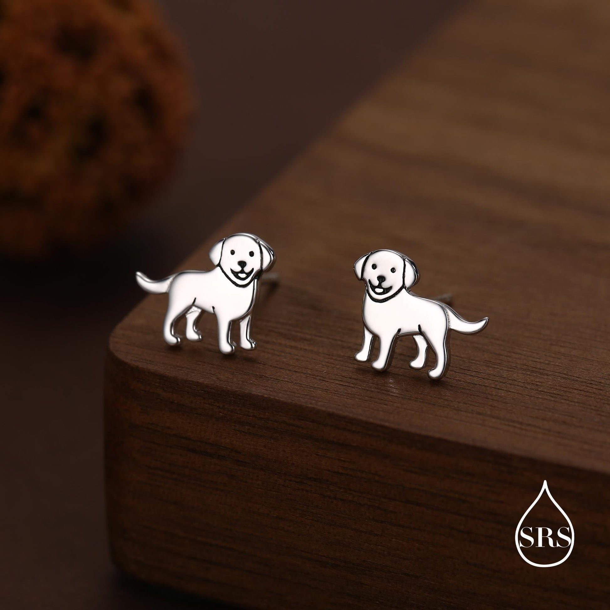 Sterling Silver Labrador Puppy Stud Earrings