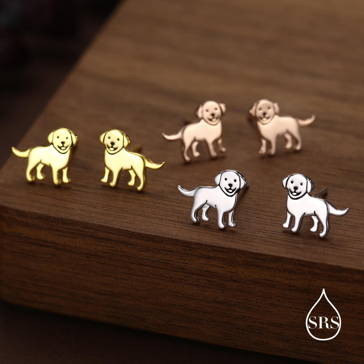 Sterling Silver Labrador Puppy Stud Earrings