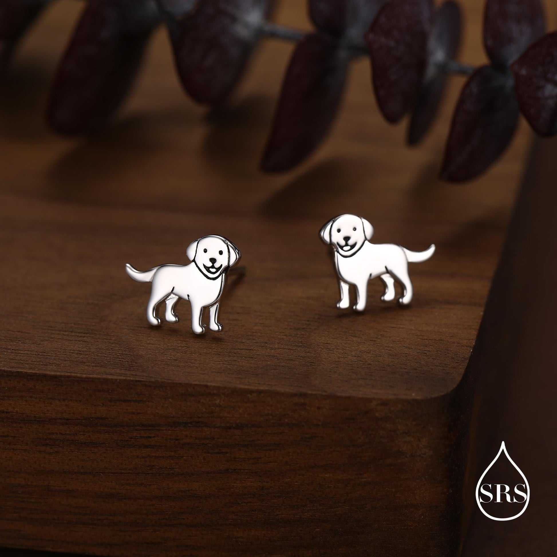 Sterling Silver Labrador Puppy Stud Earrings