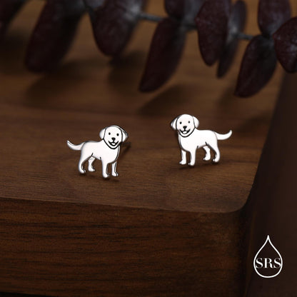 Sterling Silver Labrador Puppy Stud Earrings