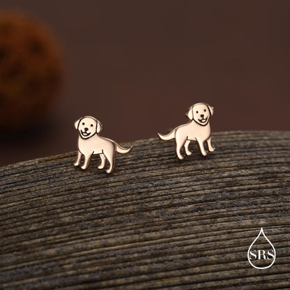Sterling Silver Labrador Puppy Stud Earrings