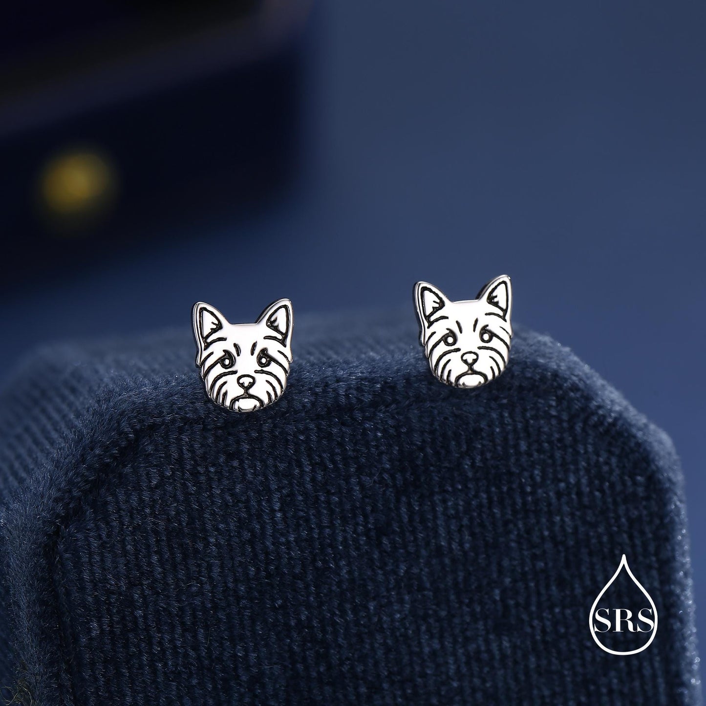 Sterling Silver Yorkshire Terrier Stud Earrings