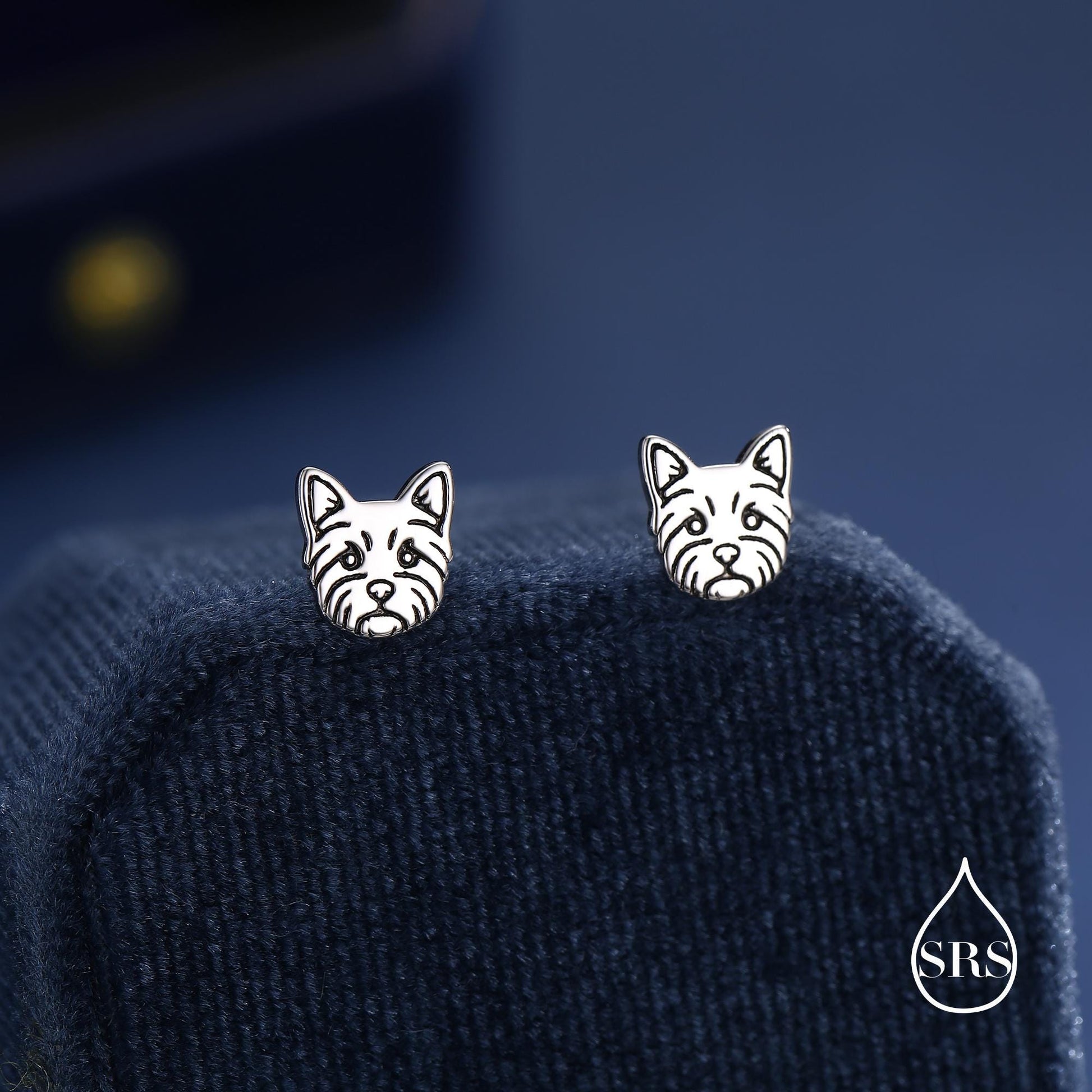 Sterling Silver Yorkshire Terrier Stud Earrings