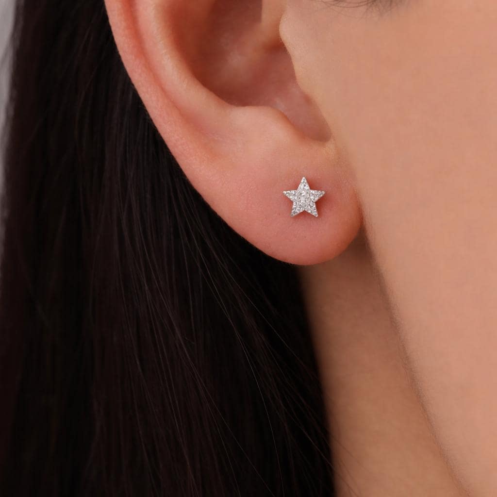 Extra Tiny CZ Star Stud Earrings in Sterling Silver, Silver, Gold or Rose Gold, Star Earrings, Tiny Star Earrings