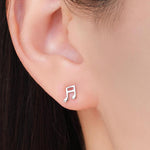 Mismatched Music Notes Stud Earrings in Sterling Silver, Music Symbol Stud Earrings, Cute Fun Earrings for Music Lover