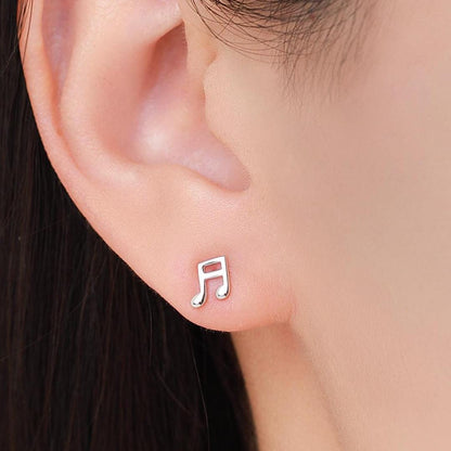 Mismatched Music Notes Stud Earrings in Sterling Silver, Music Symbol Stud Earrings, Cute Fun Earrings for Music Lover