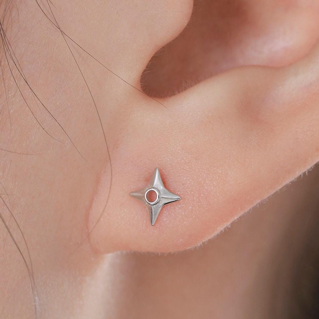 Ninja Shuriken Star Stud Earrings in Sterling Silver, Silver, Gold or Rose Gold, Tiny Ninja Star Stud