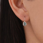 Sterling Silver Mystic Black CZ Droplet Drop Earrings in Sterling Silver, Silver or Gold, Chunky AB CZ Pear Shape Hook Earrings
