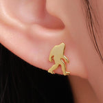 Tiny Yeti Stud Earrings in Sterling Silver, Silver Big Foot Earrings, Gold Sasquatch Earrings,