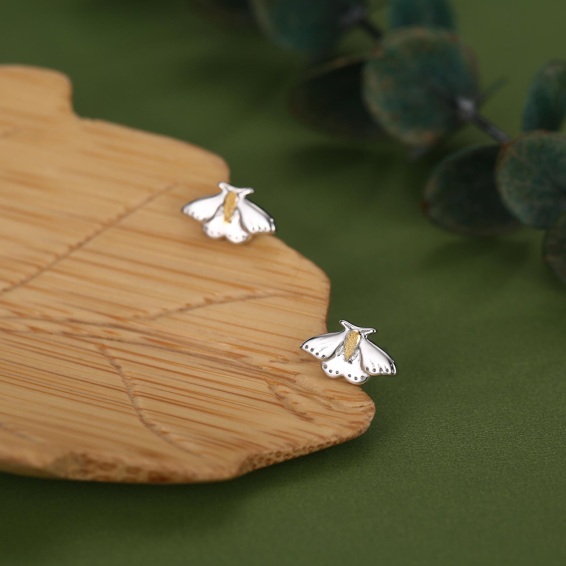 Moth Stud Earrings in Sterling Silver, Butterfly Earrings, Insect Earrings, Nature Inspired Animal Earrings